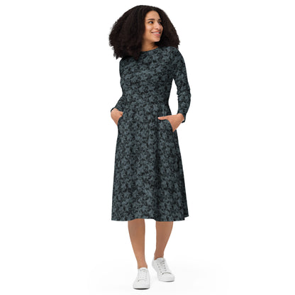 Long Sleeve Midi Dress (Wolfs Of Fire)