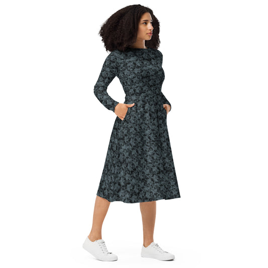 Long Sleeve Midi Dress (Wolfs Of Fire)