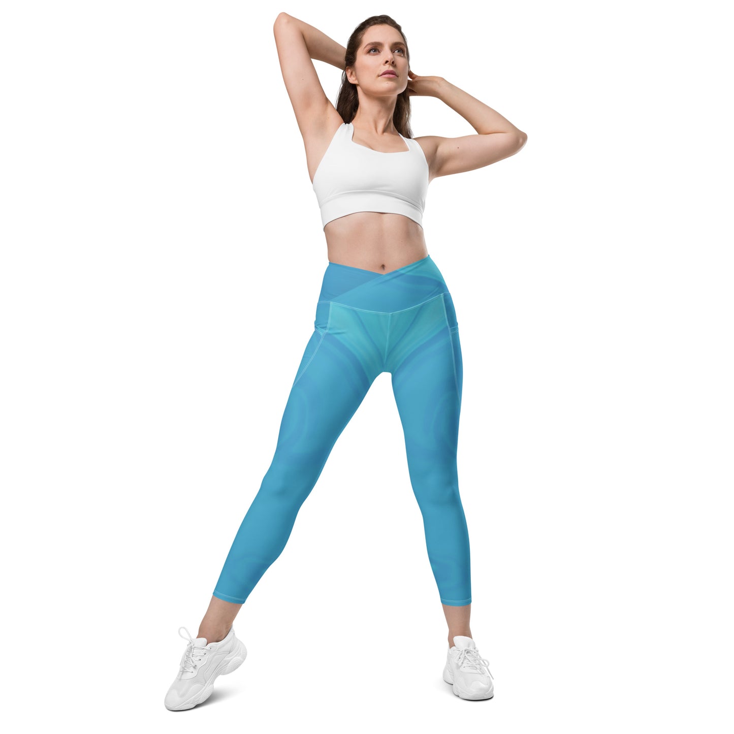 Crossover Leggings With Pockets (Whimsi Waves)