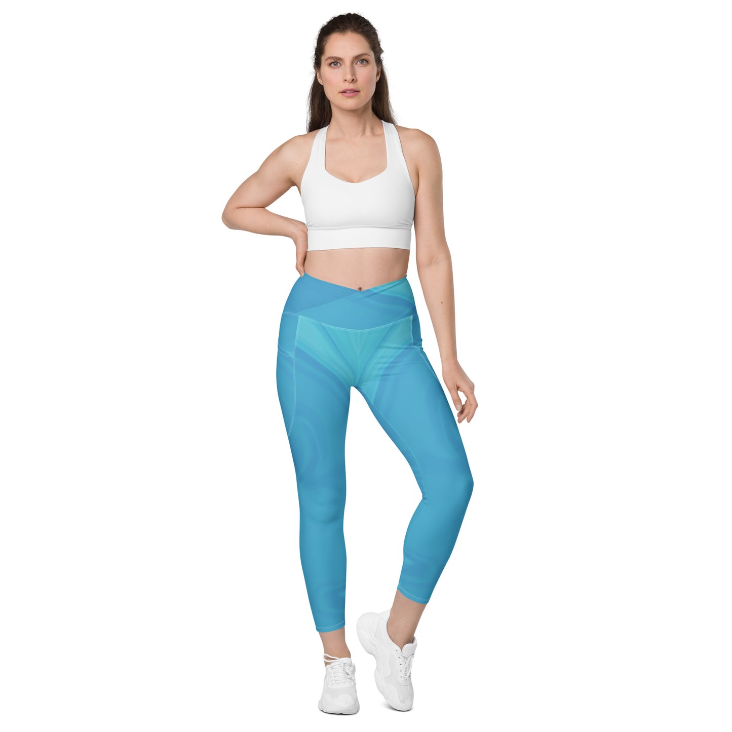 Crossover Leggings With Pockets (Whimsi Waves)