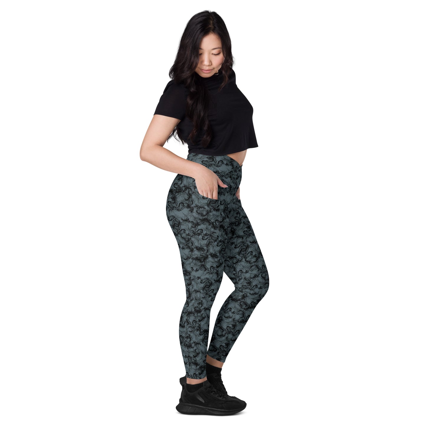 Crossover Leggings With Pockets (Wolfs Of Fire)