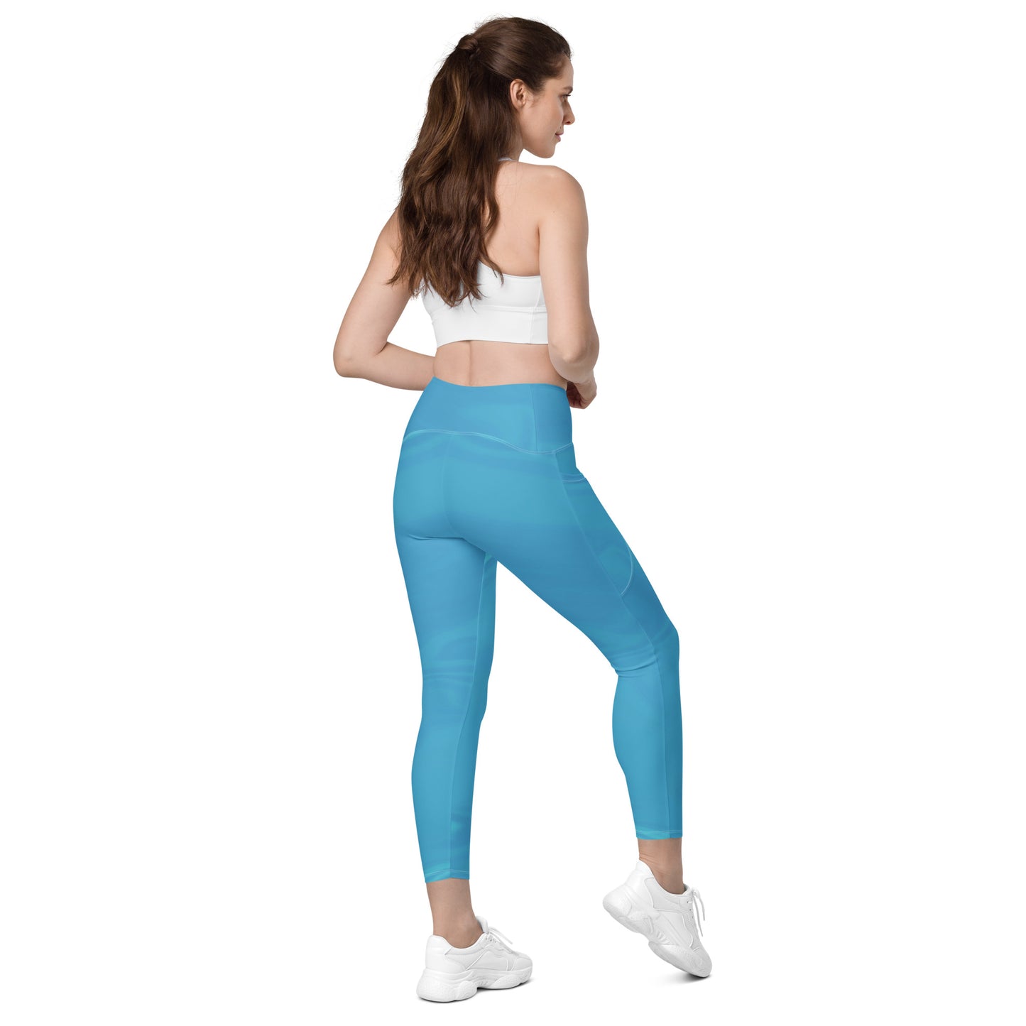 Crossover Leggings With Pockets (Whimsi Waves)