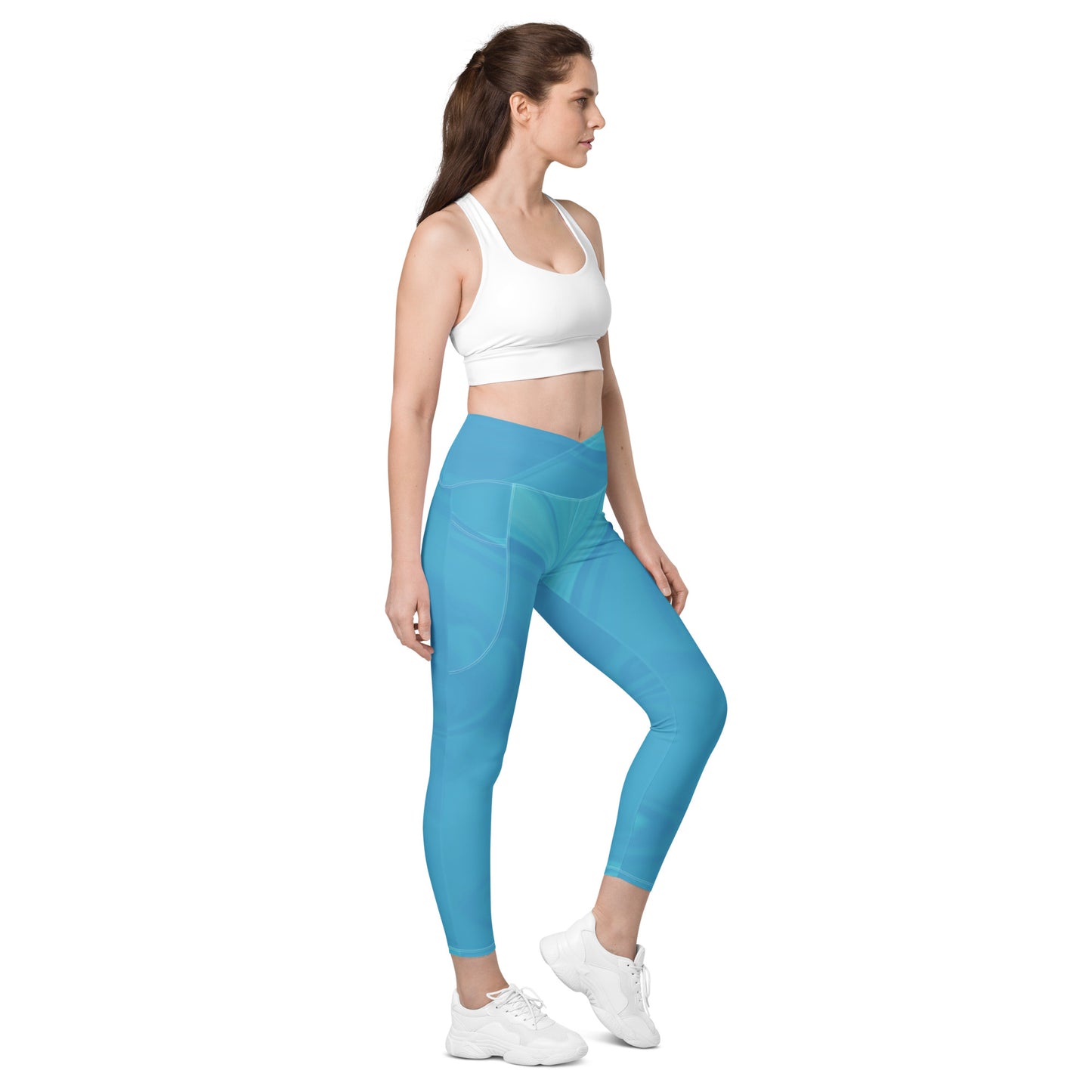 Crossover Leggings With Pockets (Whimsi Waves)