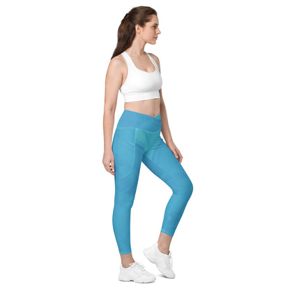 Crossover Leggings With Pockets (Whimsi Waves)