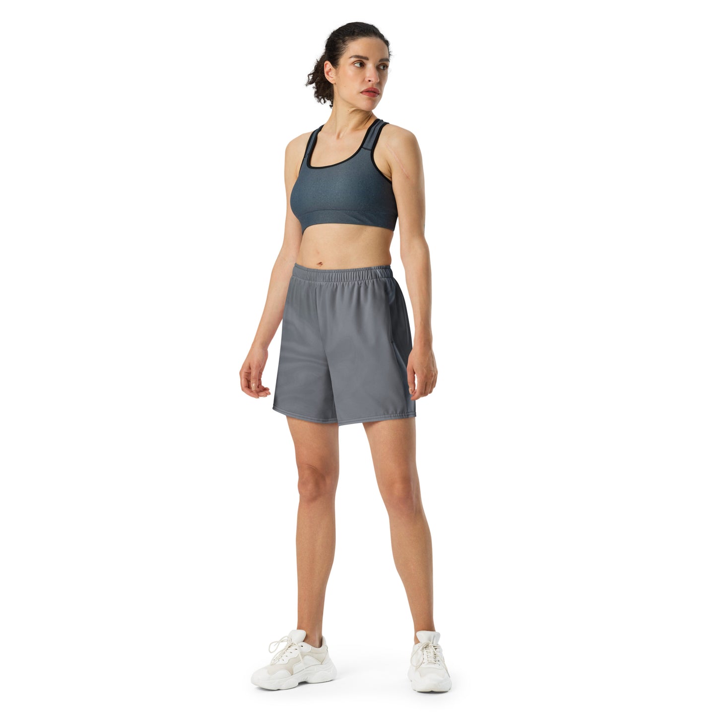 Unisex Athletic Long Shorts (Dark Waves)