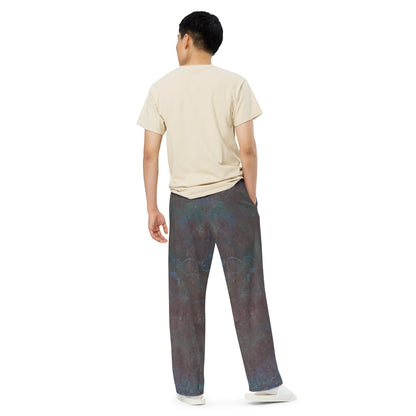 Unisex Wide-leg Pants (Modern Typography Wolves)