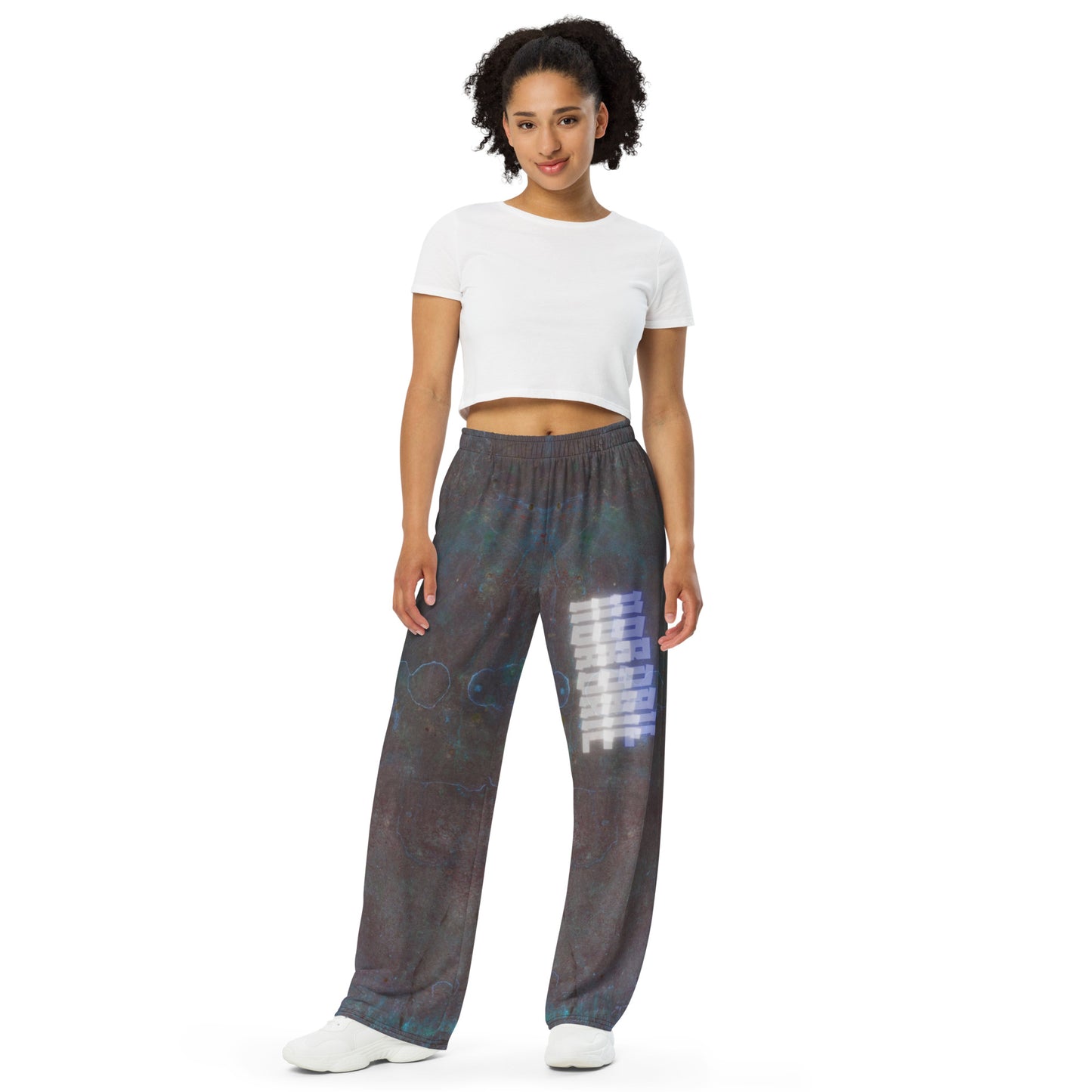 Unisex Wide-leg Pants (Modern Typography Wolves)