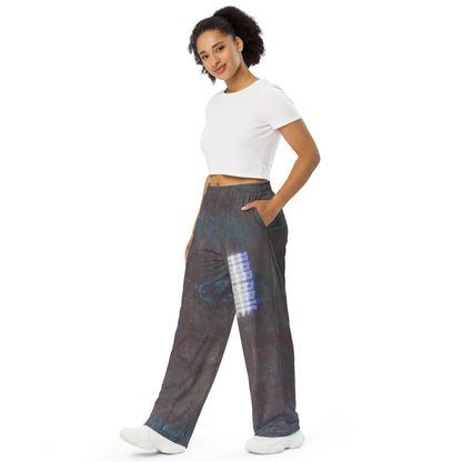 Unisex Wide-leg Pants (Modern Typography Wolves)