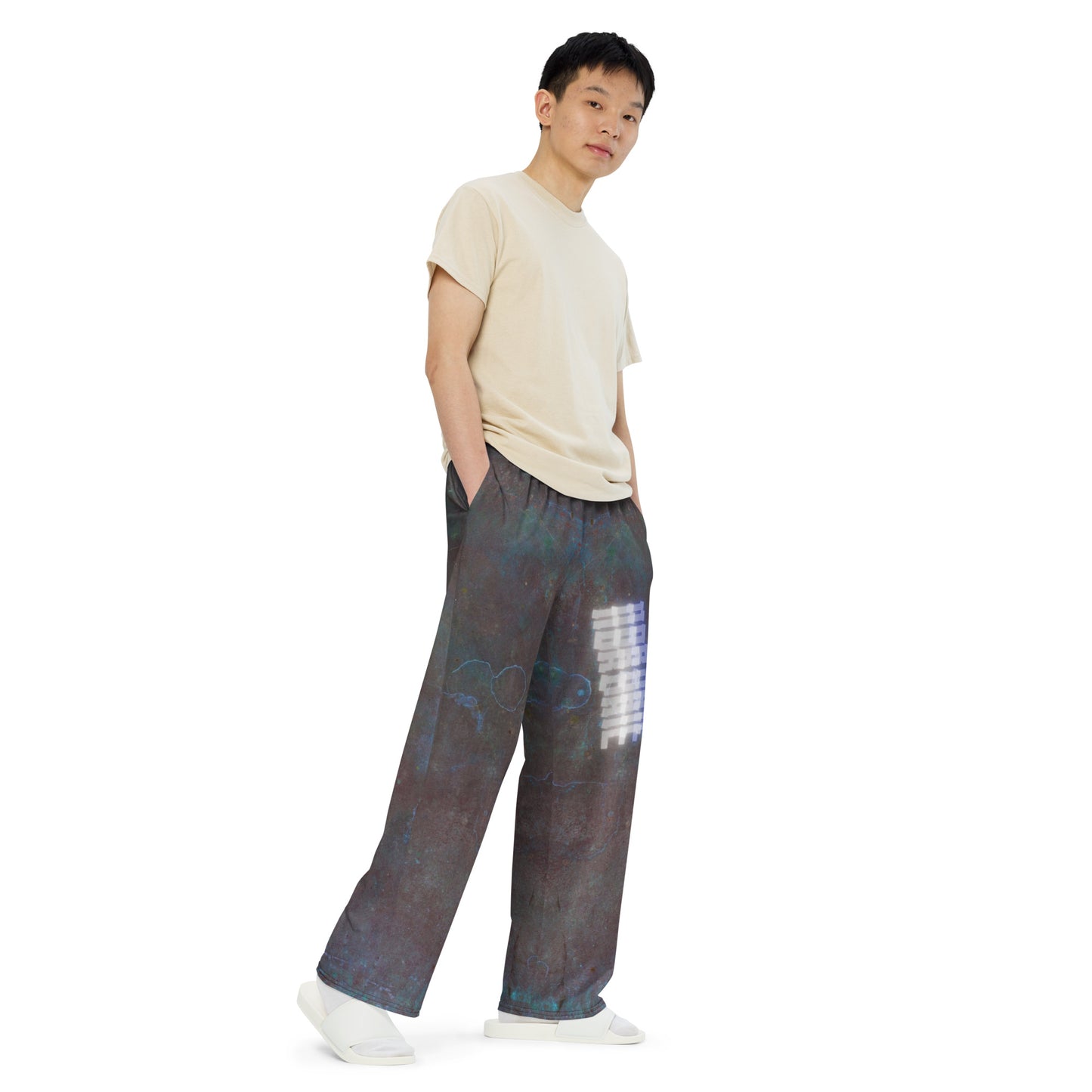 Unisex Wide-leg Pants (Modern Typography Wolves)