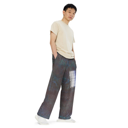 Unisex Wide-leg Pants (Modern Typography Wolves)