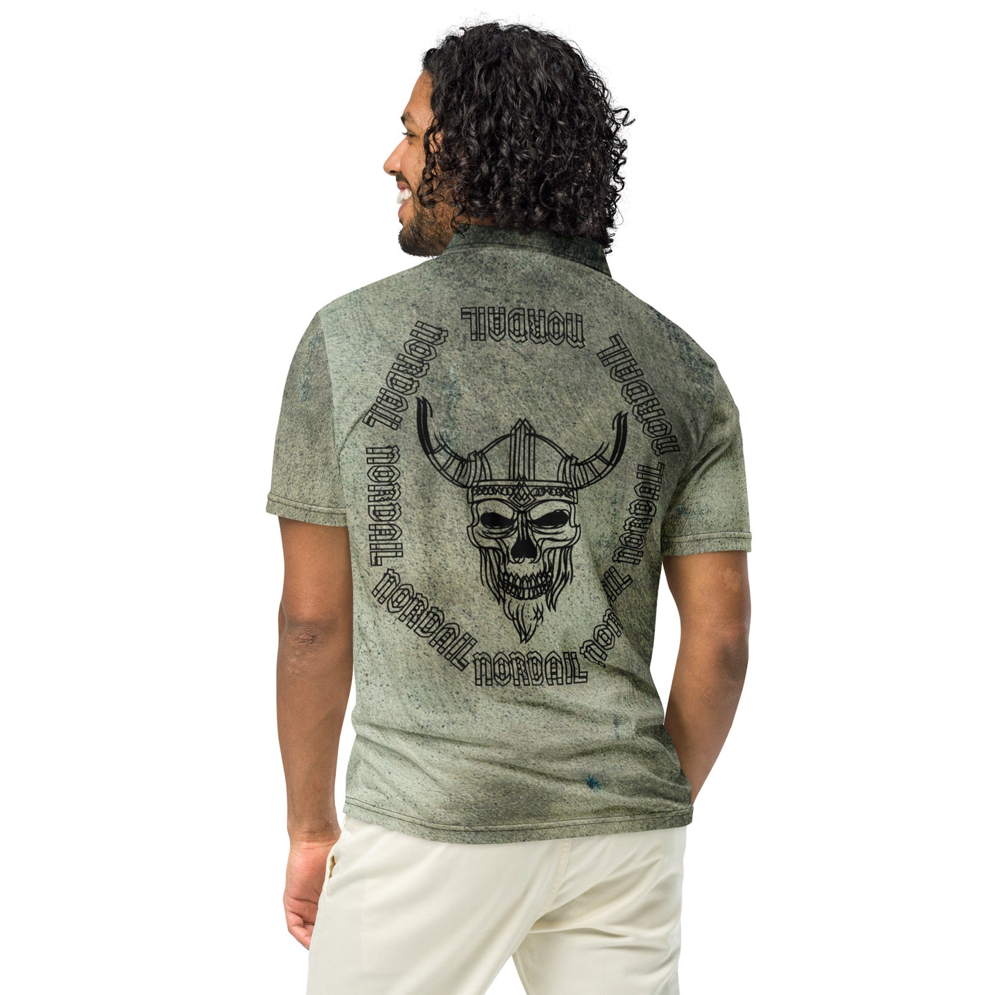 Men’s Slim Fit Polo (Vivid Viking Skull)